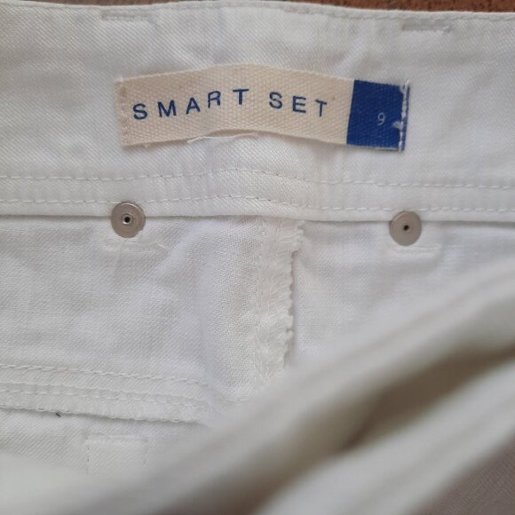 Y2K Low Rise White Denim Mini Skirt US 9 Frayed Raw Hem 2000s - Picture 3 of 7